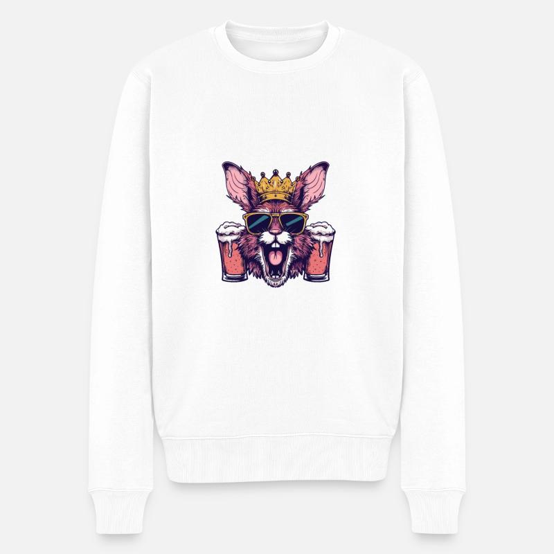 Hase Bier Party - Männer Premium Bio Pullover - Weiß