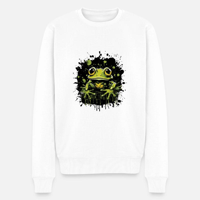 Frosch Tier - Männer Premium Bio Pullover - Weiß