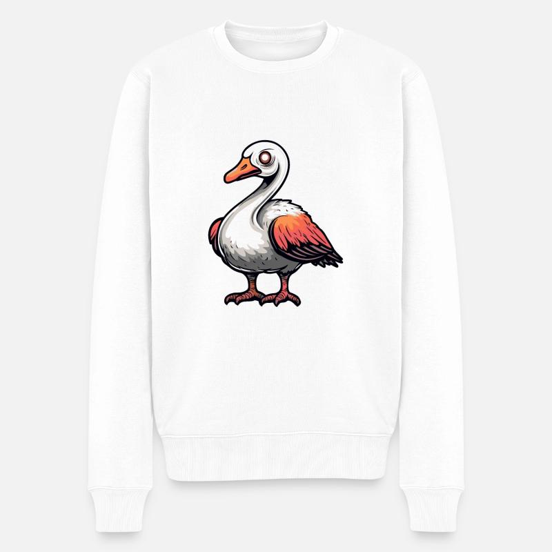 Gans Halloween Comic Zombie - Männer Premium Bio Pullover - Weiß