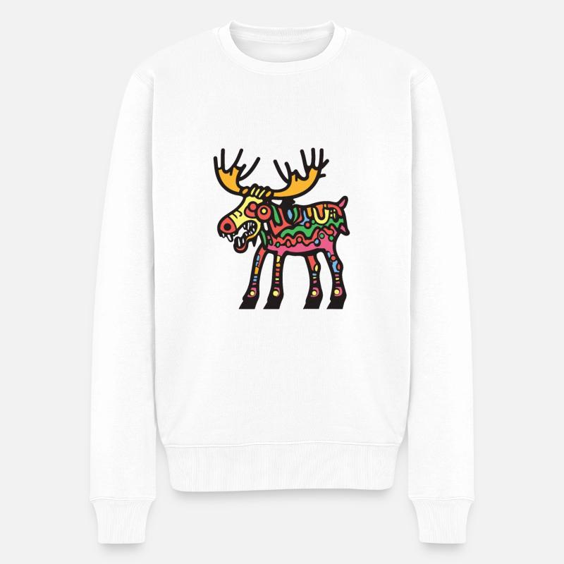 Elch Halloween Comic Zombie - Männer Premium Bio Pullover - Weiß