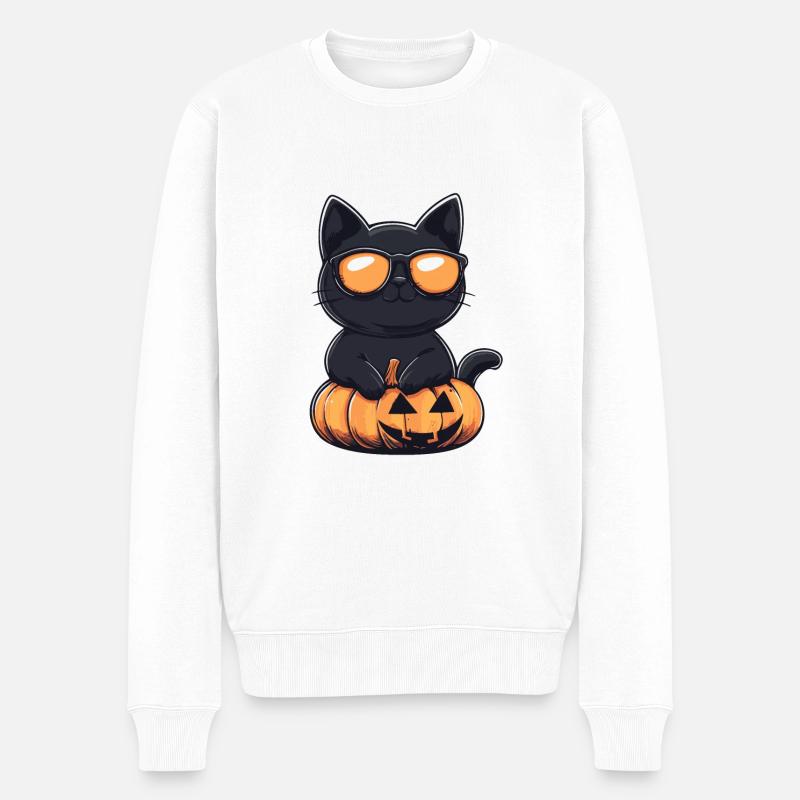 Chat Halloween Chat Cool - Pull Premium bio Homme - blanc
