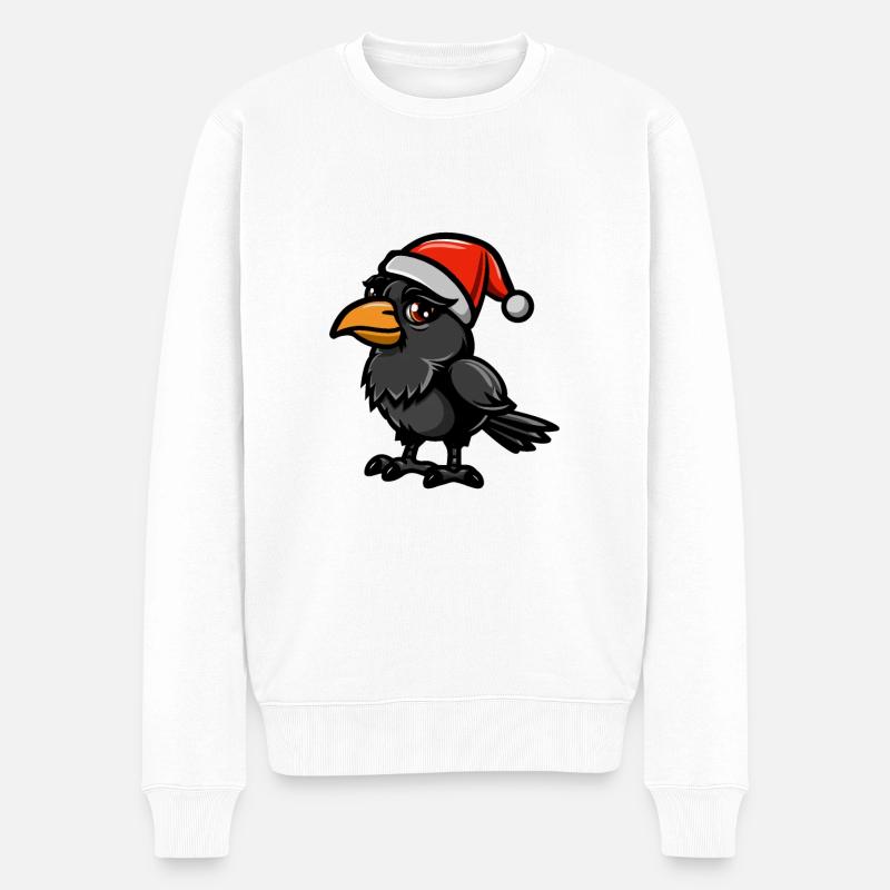 Rabe Krähe Weihnachten - Männer Premium Bio Pullover - Weiß