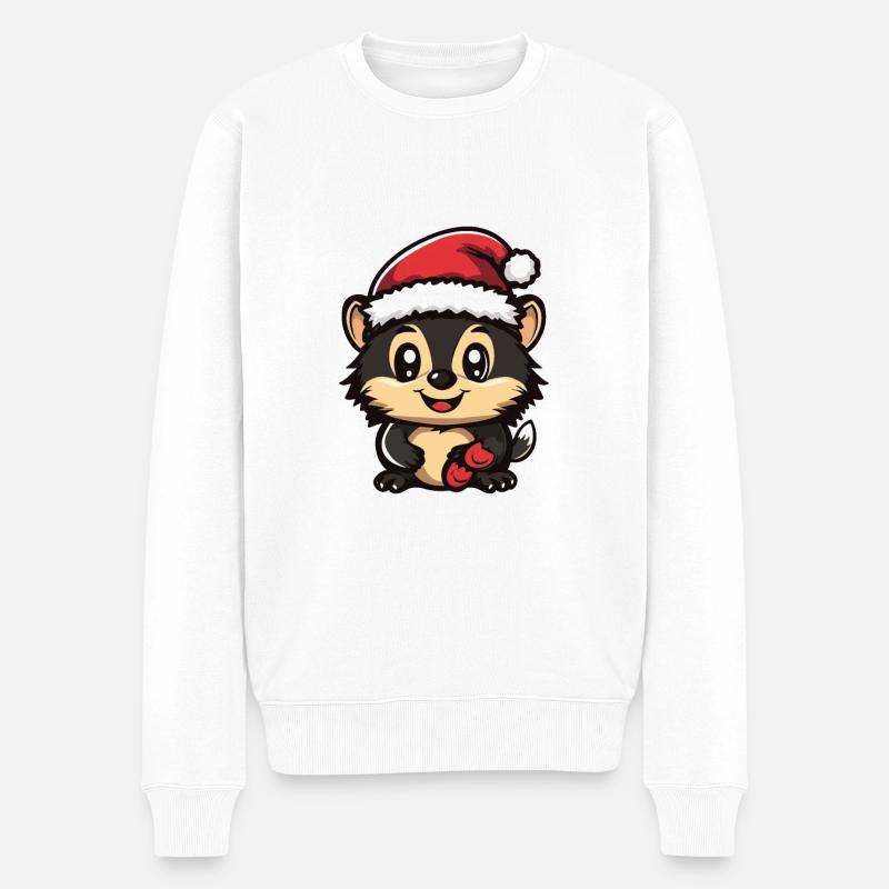 Igel Weihnachten Christmas - Männer Premium Bio Pullover - Weiß