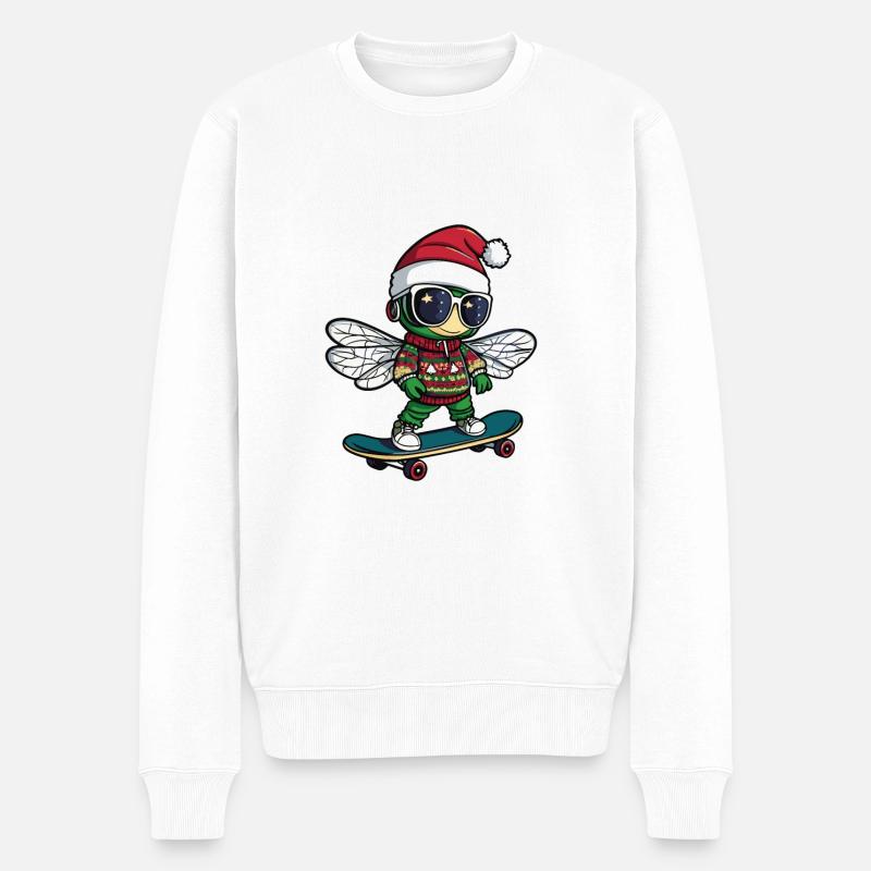 Libellule Noël drôle - Pull Premium bio Homme - blanc