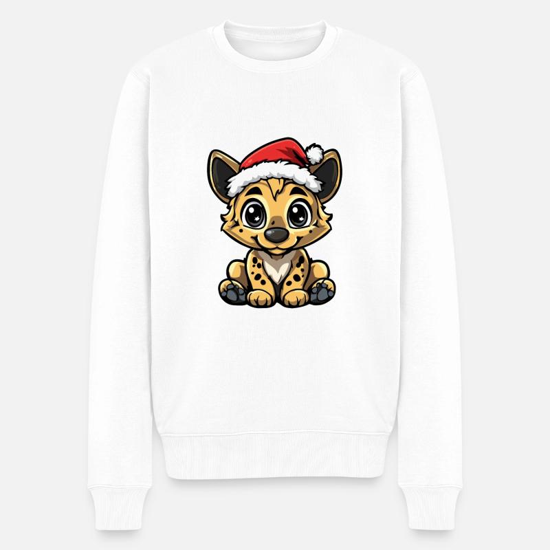 Hyène Noël mignon - Pull Premium bio Homme - blanc