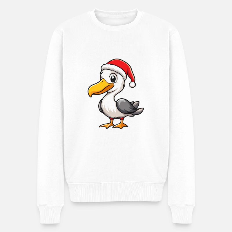 Pélican oiseau Noël mignon - Pull Premium bio Homme - blanc