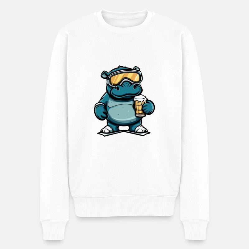 Bière de ski Hippopotamus - Pull Premium bio Homme - blanc