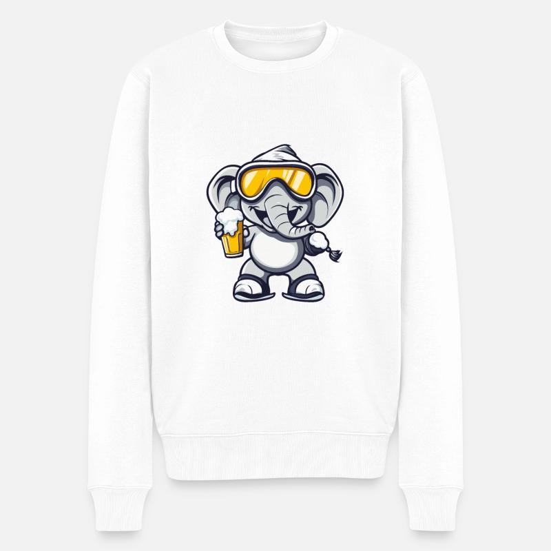 Bière de ski éléphant - Pull Premium bio Homme - blanc