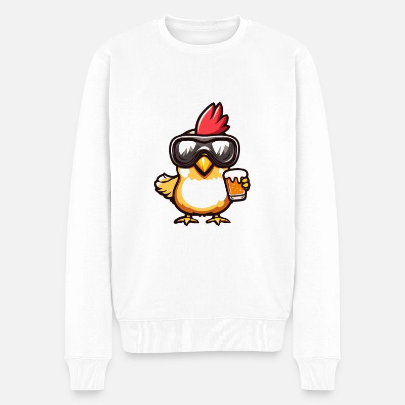 Bière de ski au poulet - Pull Premium bio Homme - blanc