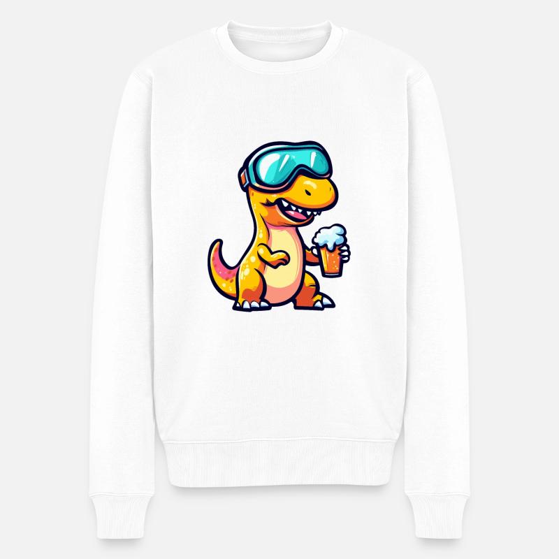 Dinosaurier brontosaurus Ski Bier - Männer Premium Bio Pullover - Weiß