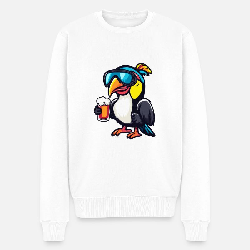 Tukan Vogel Ski Bier - Männer Premium Bio Pullover - Weiß