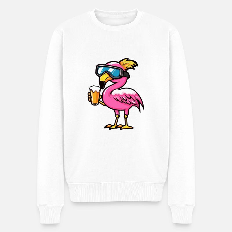 Flamingo Ski Bier - Männer Premium Bio Pullover - Weiß