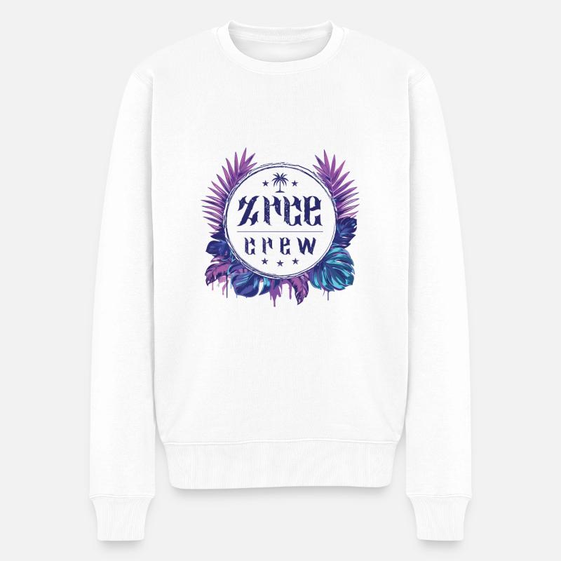 Zrce Crew Bunt - Männer Premium Bio Pullover - Weiß