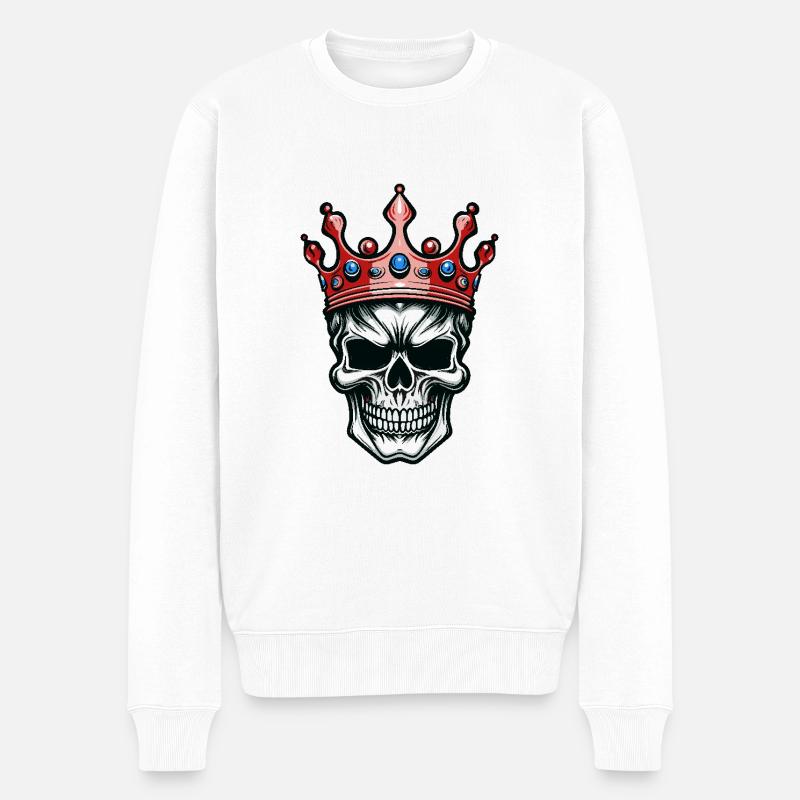 Crâne Roi Couronne - Pull Premium bio Homme - blanc