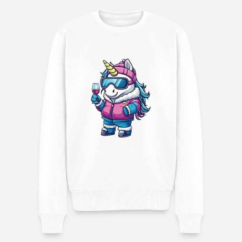 Einhorn Ski Apres Ski - Männer Premium Bio Pullover - Weiß