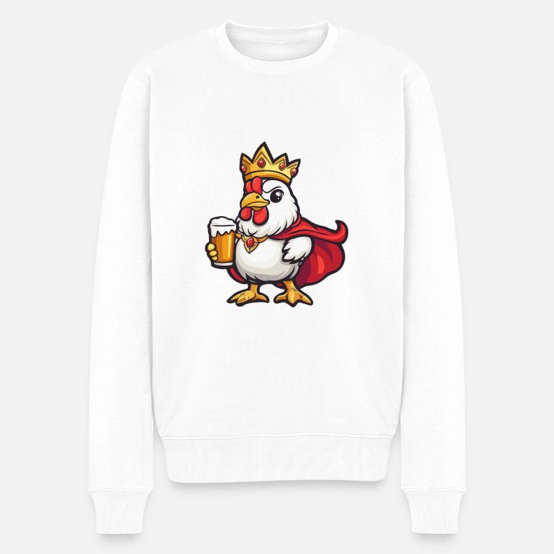 Hahn Bier Lustig - Männer Premium Bio Pullover - Weiß