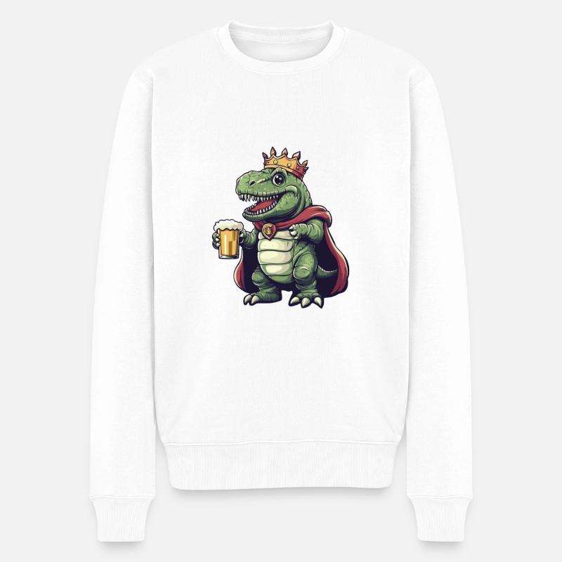 Dinosaure T-Rex Bière Drôle - Pull Premium bio Homme - blanc