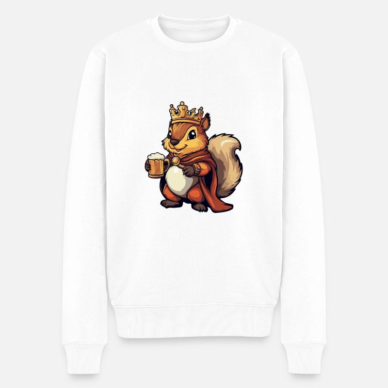 Eichhörnchen Bier Lustig - Männer Premium Bio Pullover - Weiß