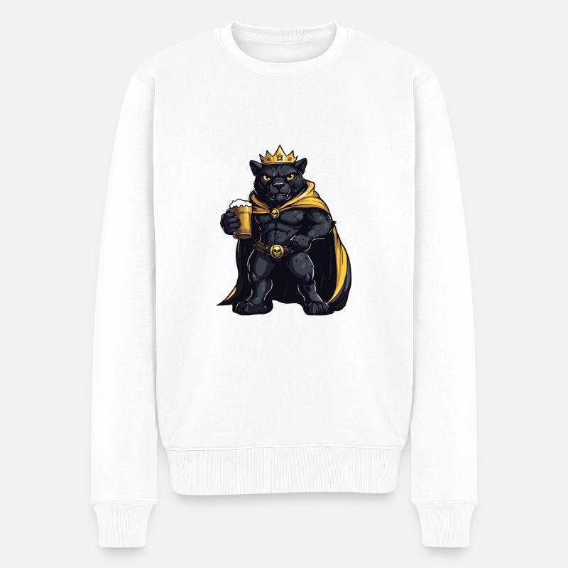 Panther Bier Lustig - Männer Premium Bio Pullover - Weiß