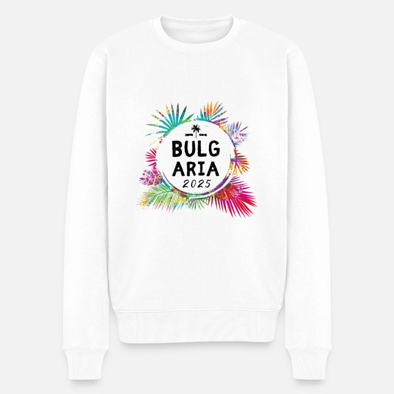Bulgarien 2025 Bunt - Männer Premium Bio Pullover - Weiß