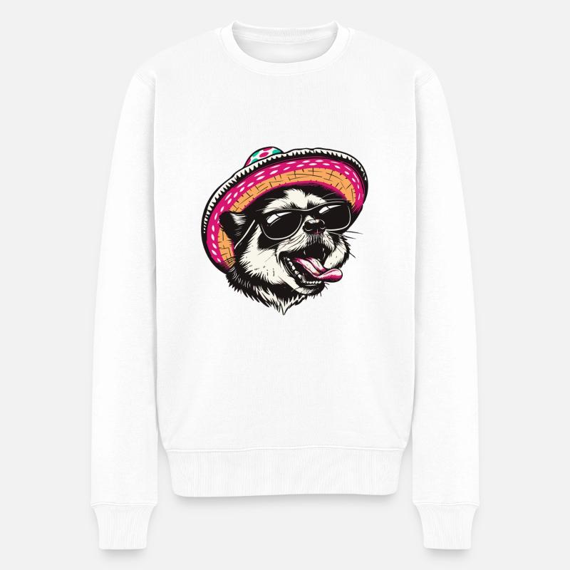 Stinktier Lustig Sombrero - Männer Premium Bio Pullover - Weiß