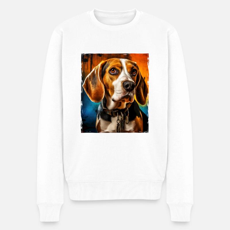 Portrait de chien beagle - Pull Premium bio Homme - blanc