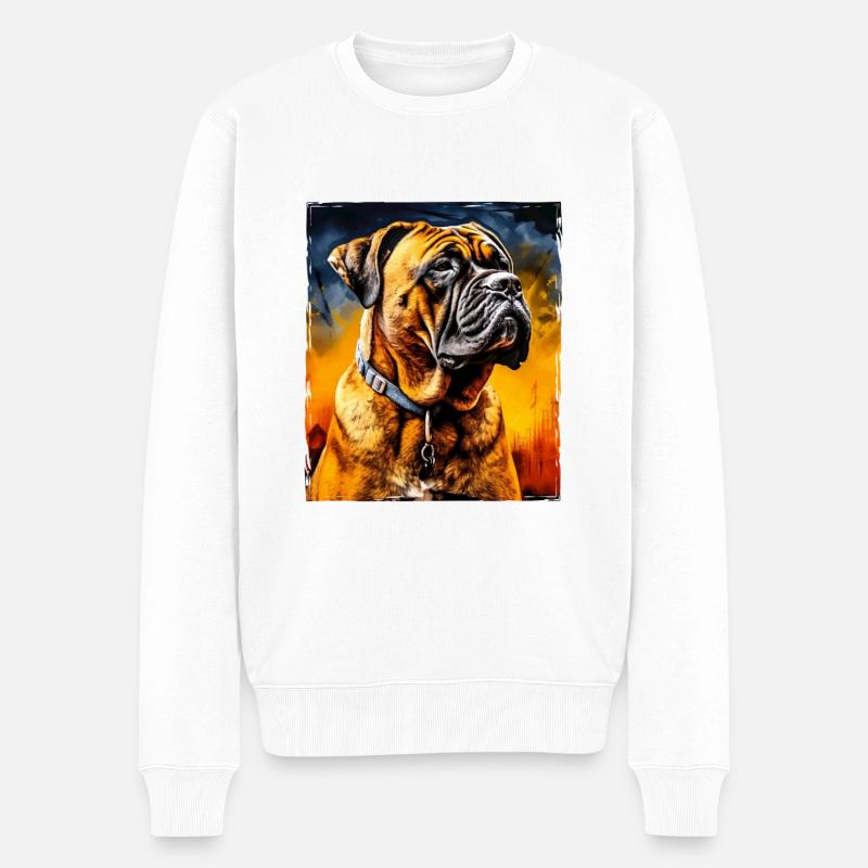 Mastiff Hund Porträt - Männer Premium Bio Pullover - Weiß