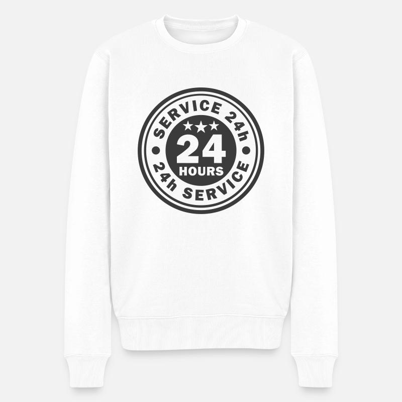 24 Stunden Service 24/7 - Männer Premium Bio Pullover - Weiß