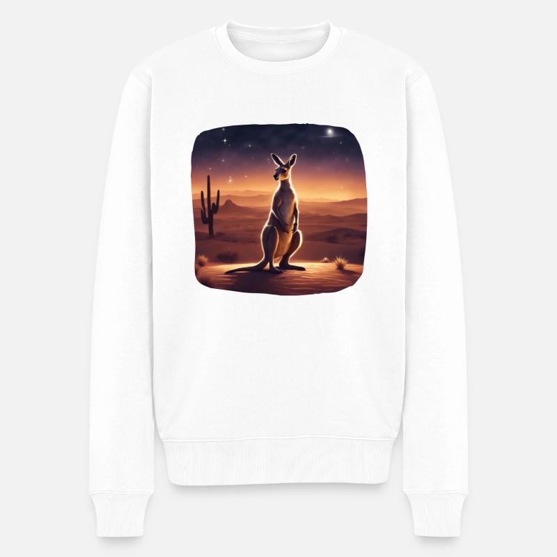 Känguru in der Wüste - Männer Premium Bio Pullover - Weiß