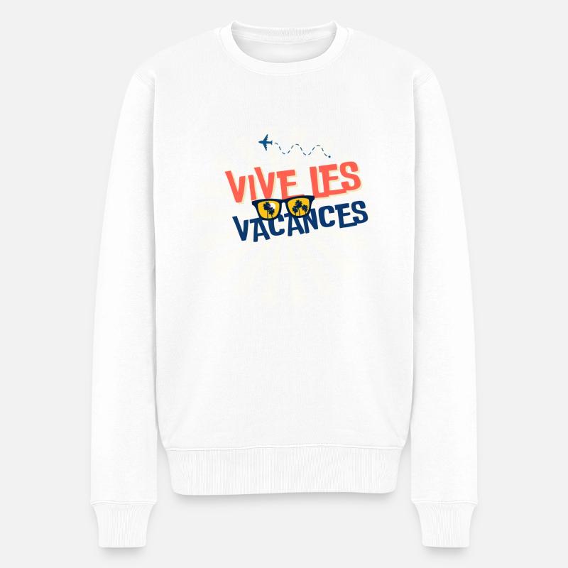 VIVE LES VACANCES. VACANCES.BONNES VACANCES. - Pull Premium bio Homme - blanc