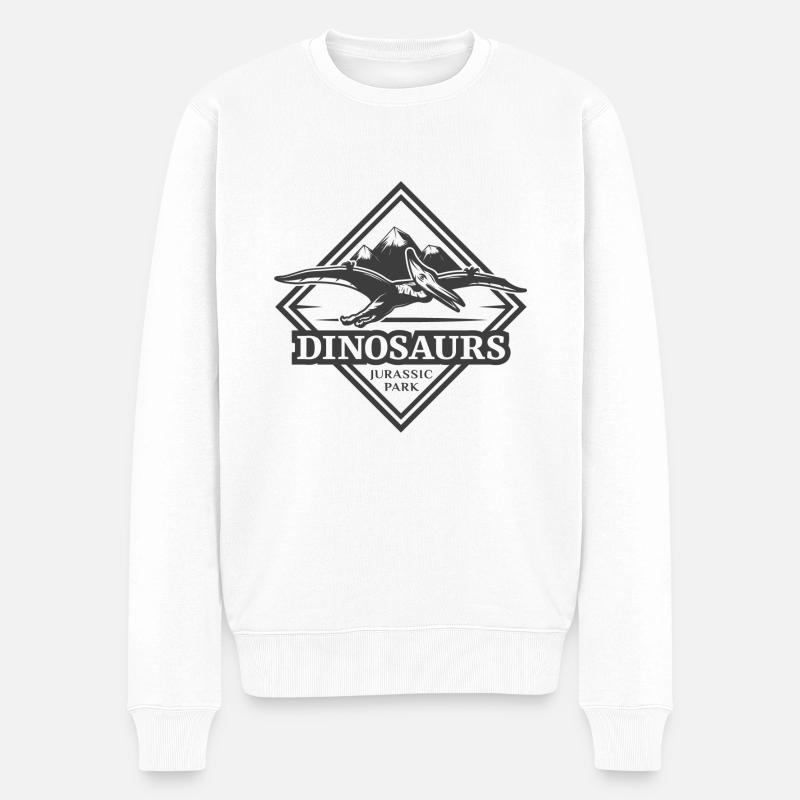 Dinosaurier - Männer Premium Bio Pullover - Weiß