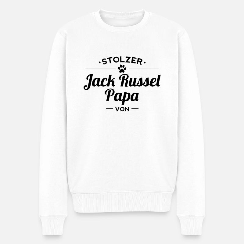 Jack Russel-Papa Wunschname - Männer Premium Bio Pullover - Weiß