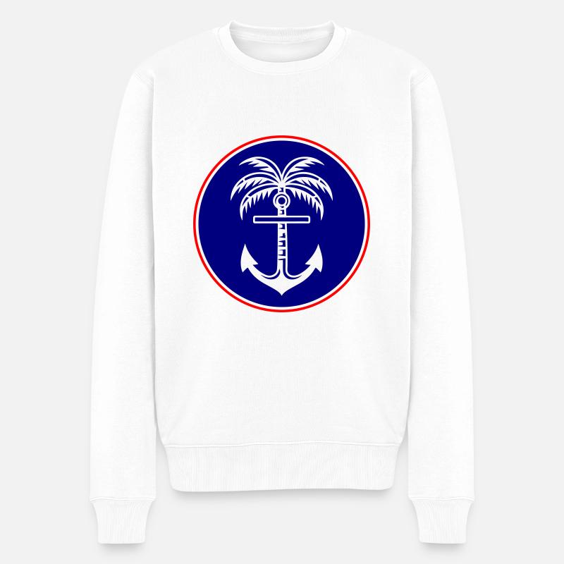 Icône d’ancre de palmier - Pull Premium bio Homme - blanc