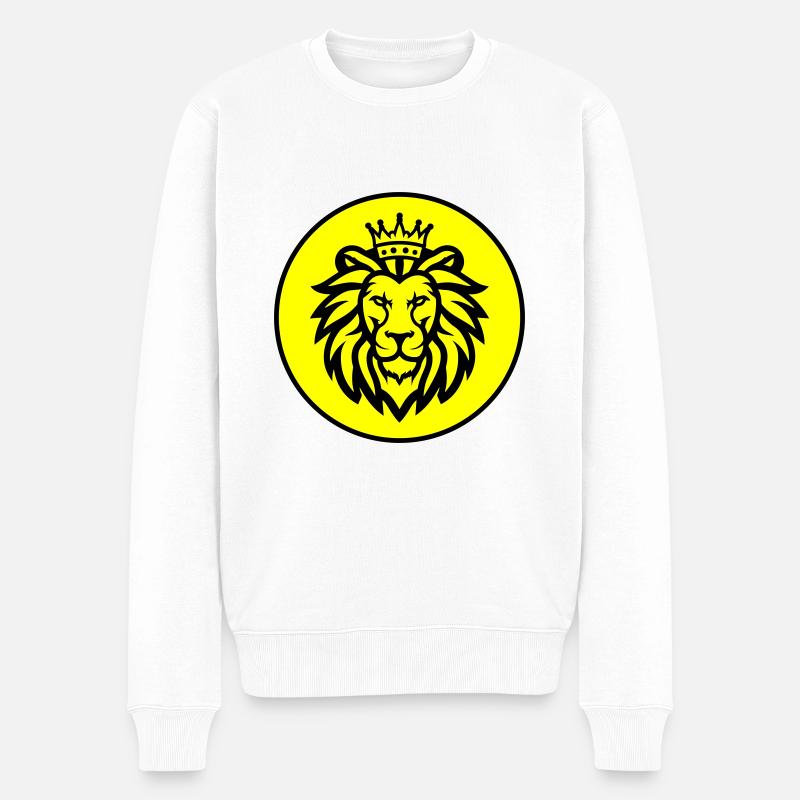 Löwe Krone Symbol - Männer Premium Bio Pullover - Weiß