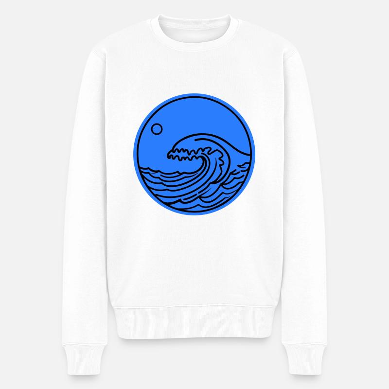 Vague, Mer, Océan, Eau - Pull Premium bio Homme - blanc