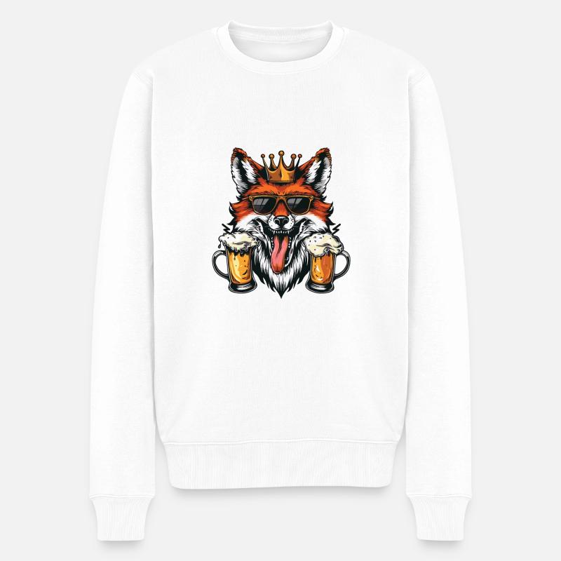 Fuchs Bier Party - Männer Premium Bio Pullover - Weiß