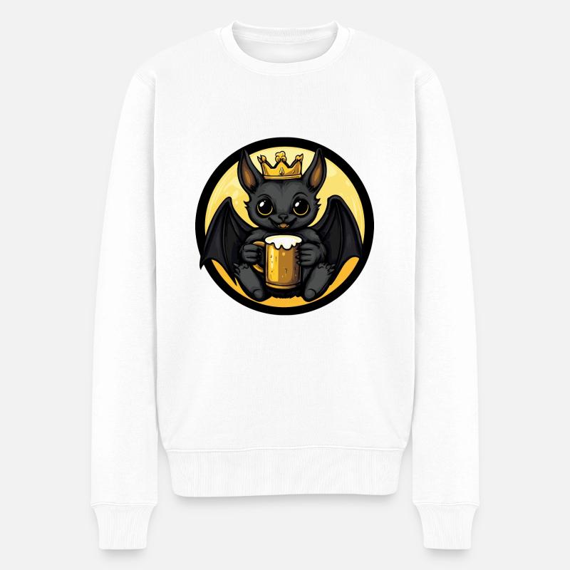 Fledermaus Bier Comic - Männer Premium Bio Pullover - Weiß