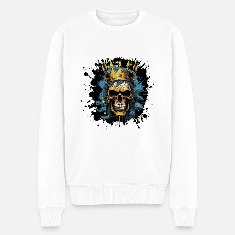 Couronne Roi Squelette - Pull Premium bio Homme - blanc