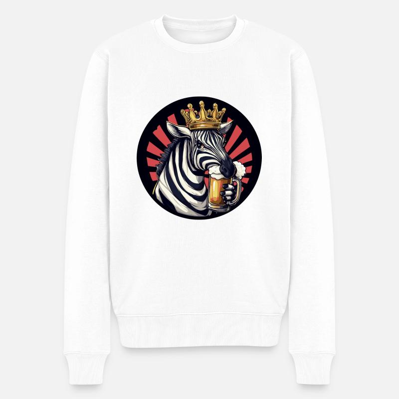 Zebra Bier Comic - Männer Premium Bio Pullover - Weiß