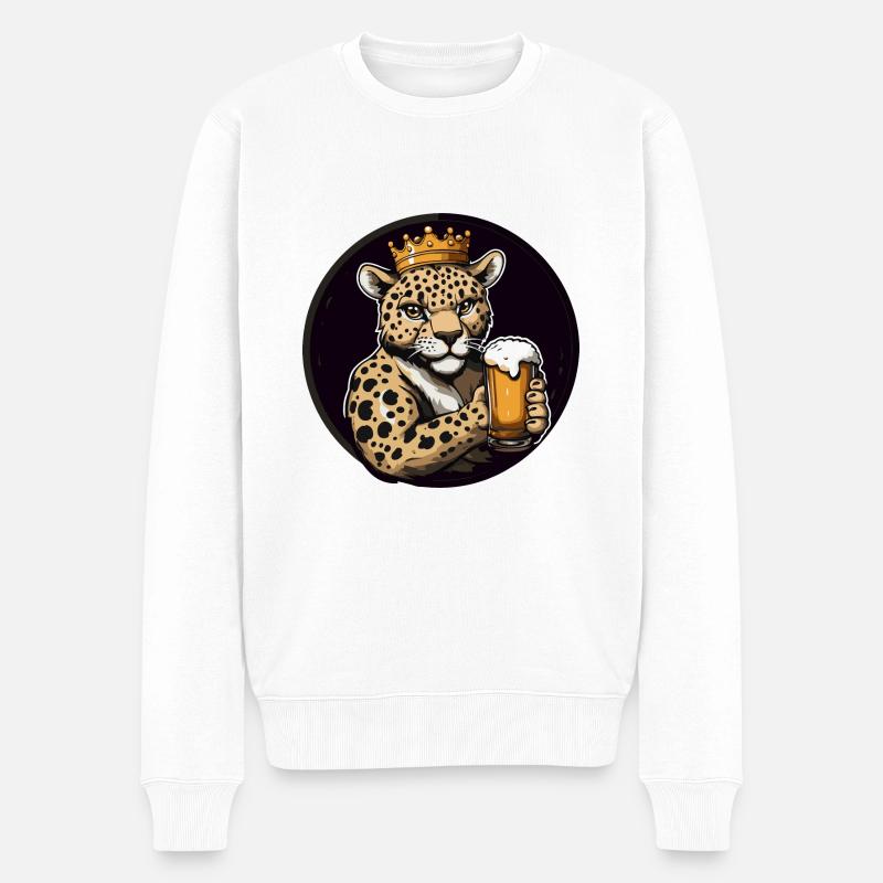 Leopard Beer Comic - Men's Premium Organic Jumper - white