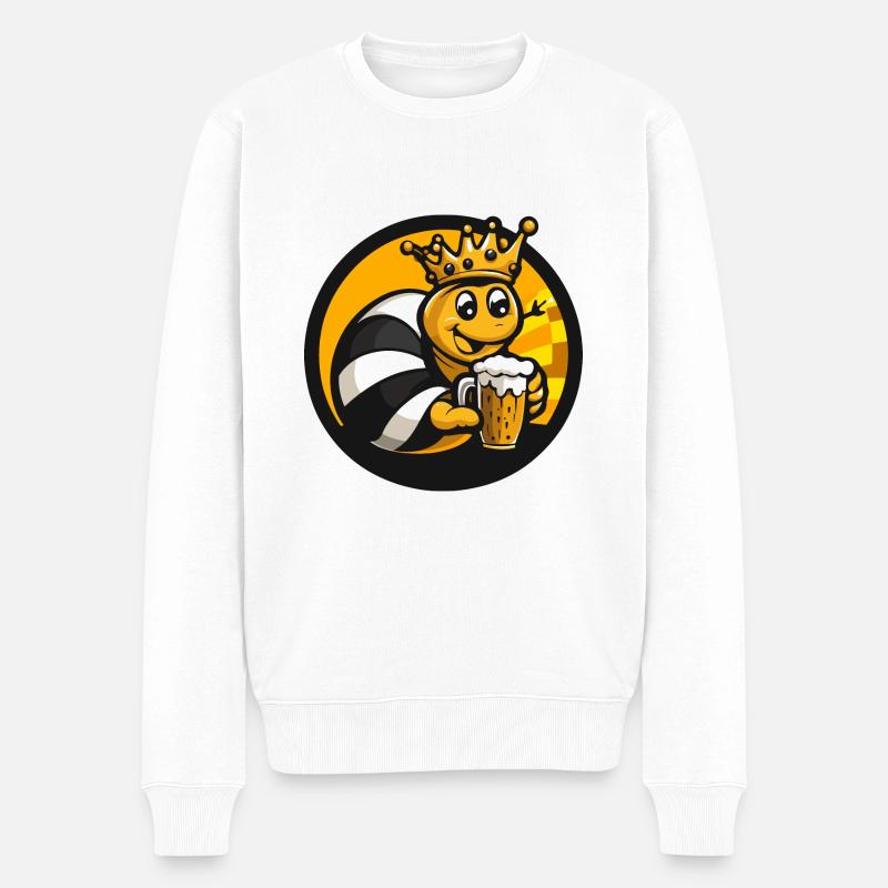 Schnecke Bier Comic - Männer Premium Bio Pullover - Weiß