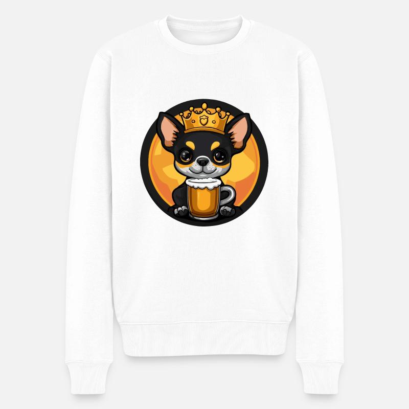 Chihuahua Hund Bier Comic - Männer Premium Bio Pullover - Weiß