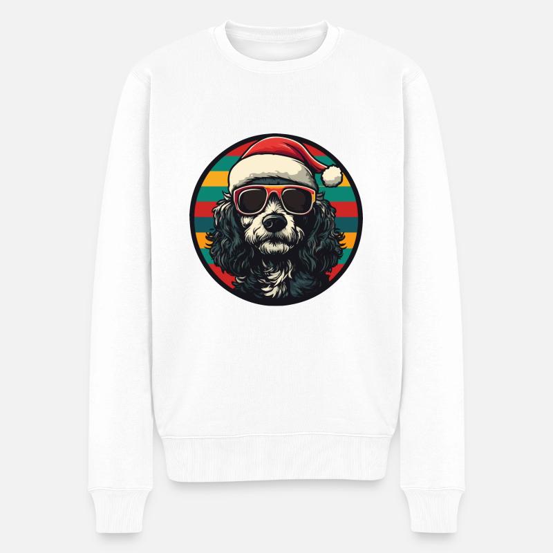 Caniche chien Noël cool - Pull Premium bio Homme - blanc