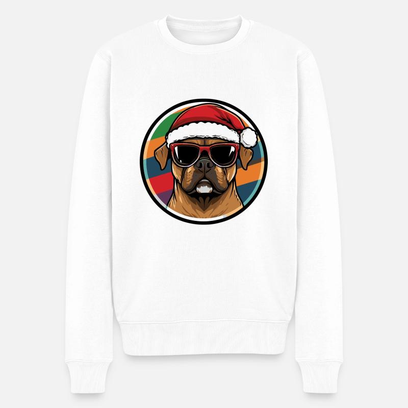 Boxer Chien Noël Cool - Pull Premium bio Homme - blanc