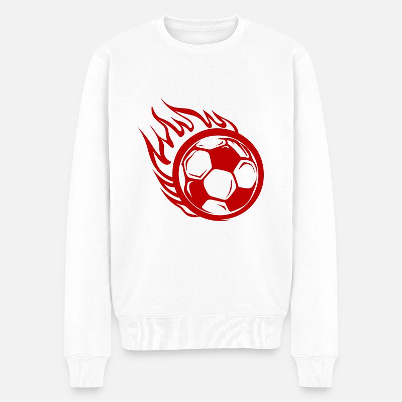 Fussball Logo Feuer - Männer Premium Bio Pullover - Weiß