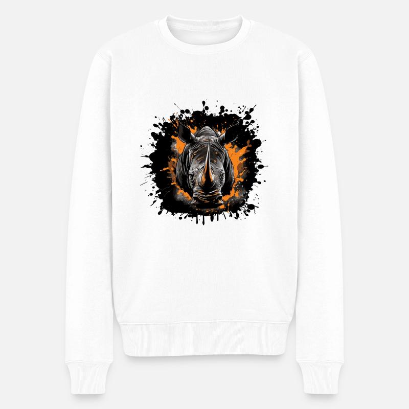 Portrait de rhinocéros - Pull Premium bio Homme - blanc