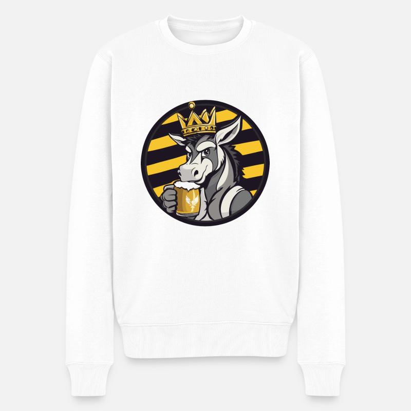 Esel Bier Comic - Männer Premium Bio Pullover - Weiß