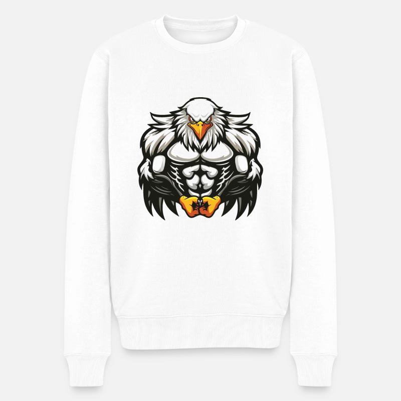 Musculation Eagle Muscles - Pull Premium bio Homme - blanc