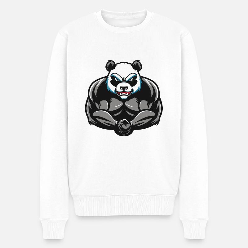 Panda Muscles Musculation - Pull Premium bio Homme - blanc