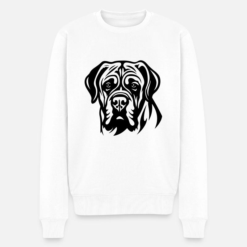 Mastiff Hund Kopf - Männer Premium Bio Pullover - Weiß